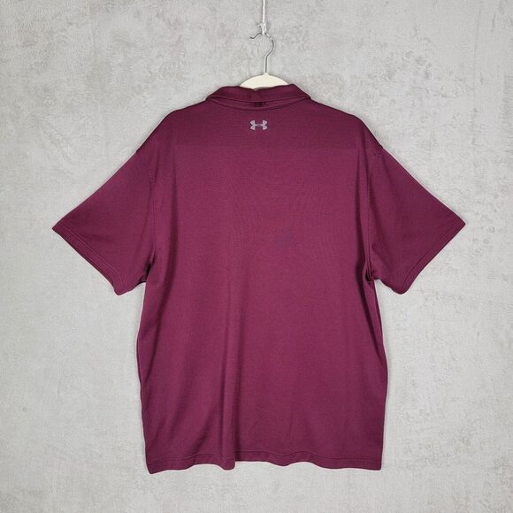 Under Armour Mens Polo Shirt Size 2XL HeatGear Loose Fit Golf Red Maroon - Picture 5 of 7